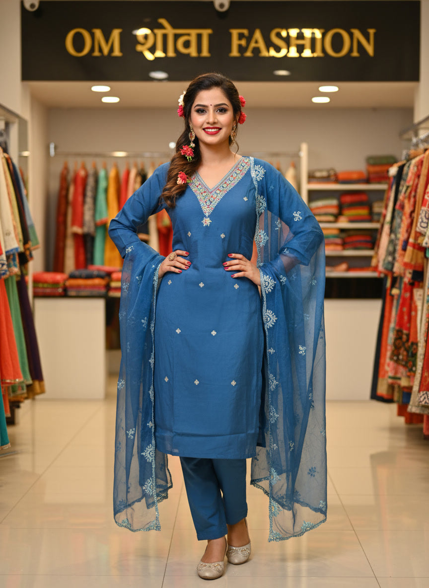 3pcs set (roman silk with oregnza duppata)