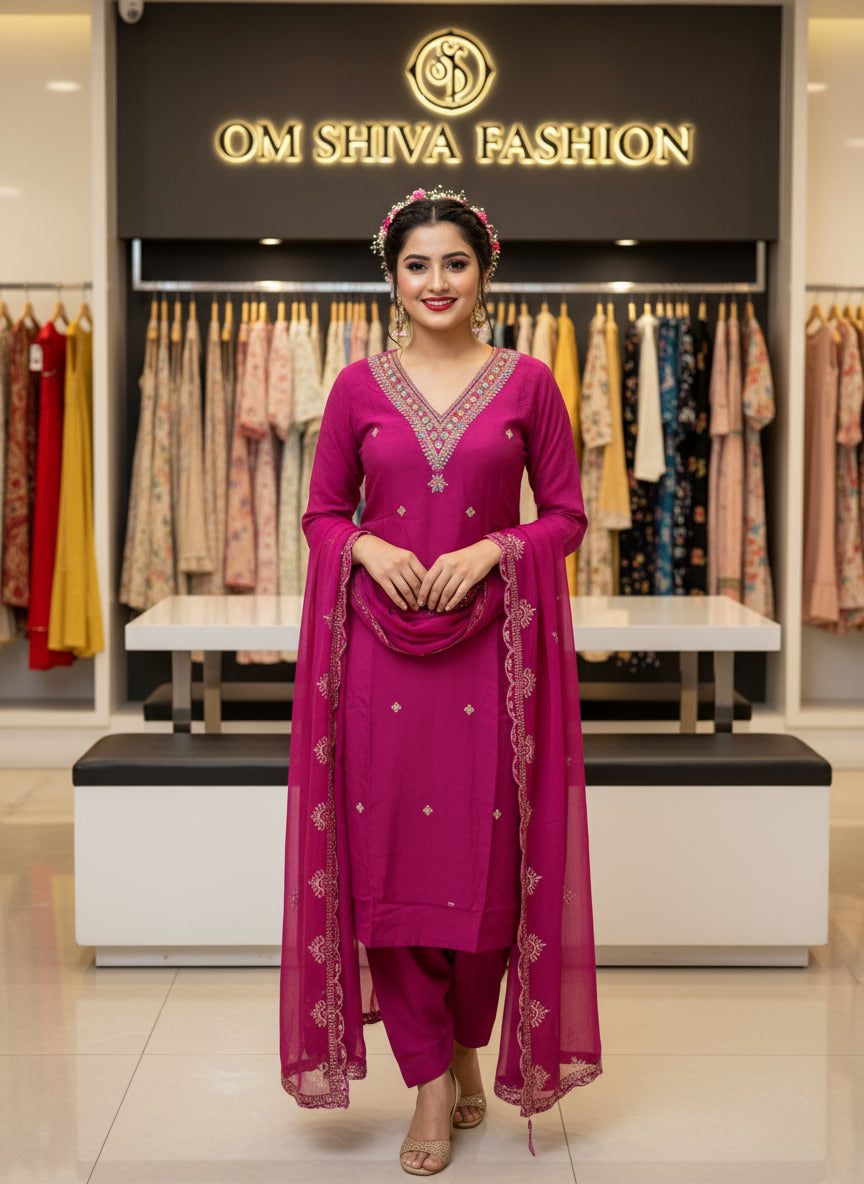 3pcs set (roman silk with oregnza duppata)