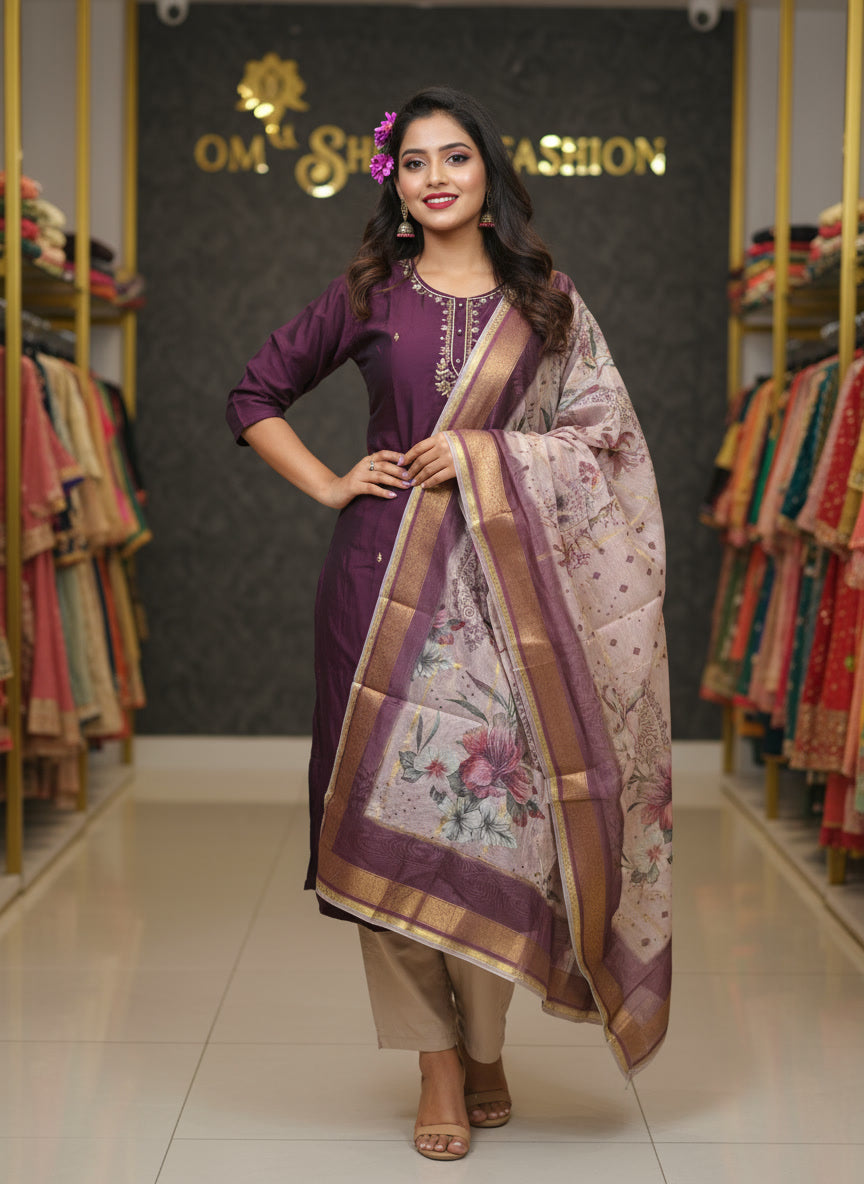 3pcs set (rangeela silk with digital duppata)