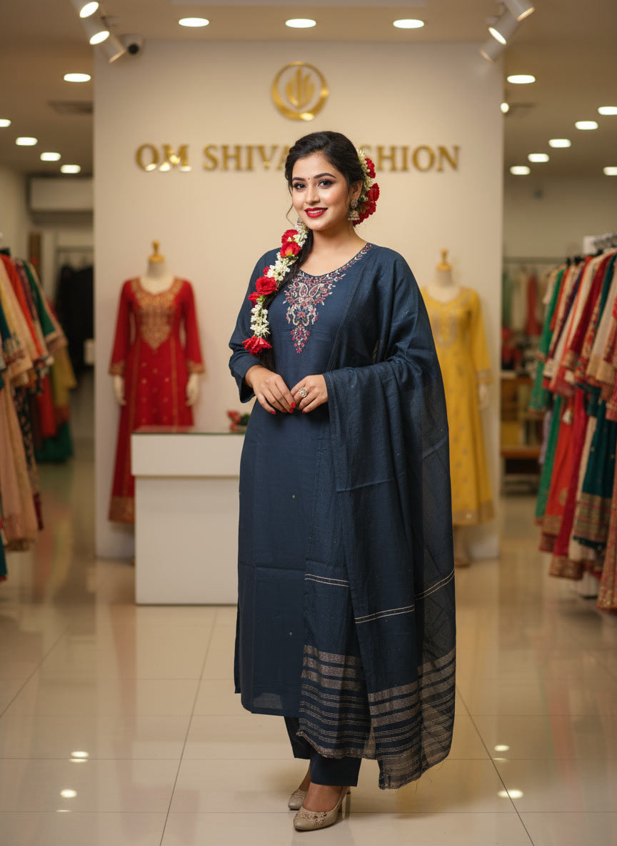 3pcs set (roman silk hand work)