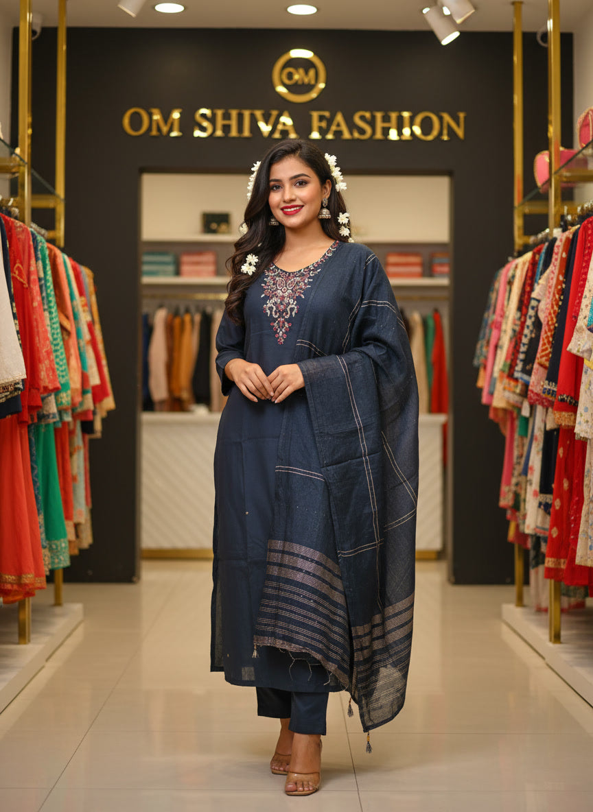 3pcs set (roman silk hand work)