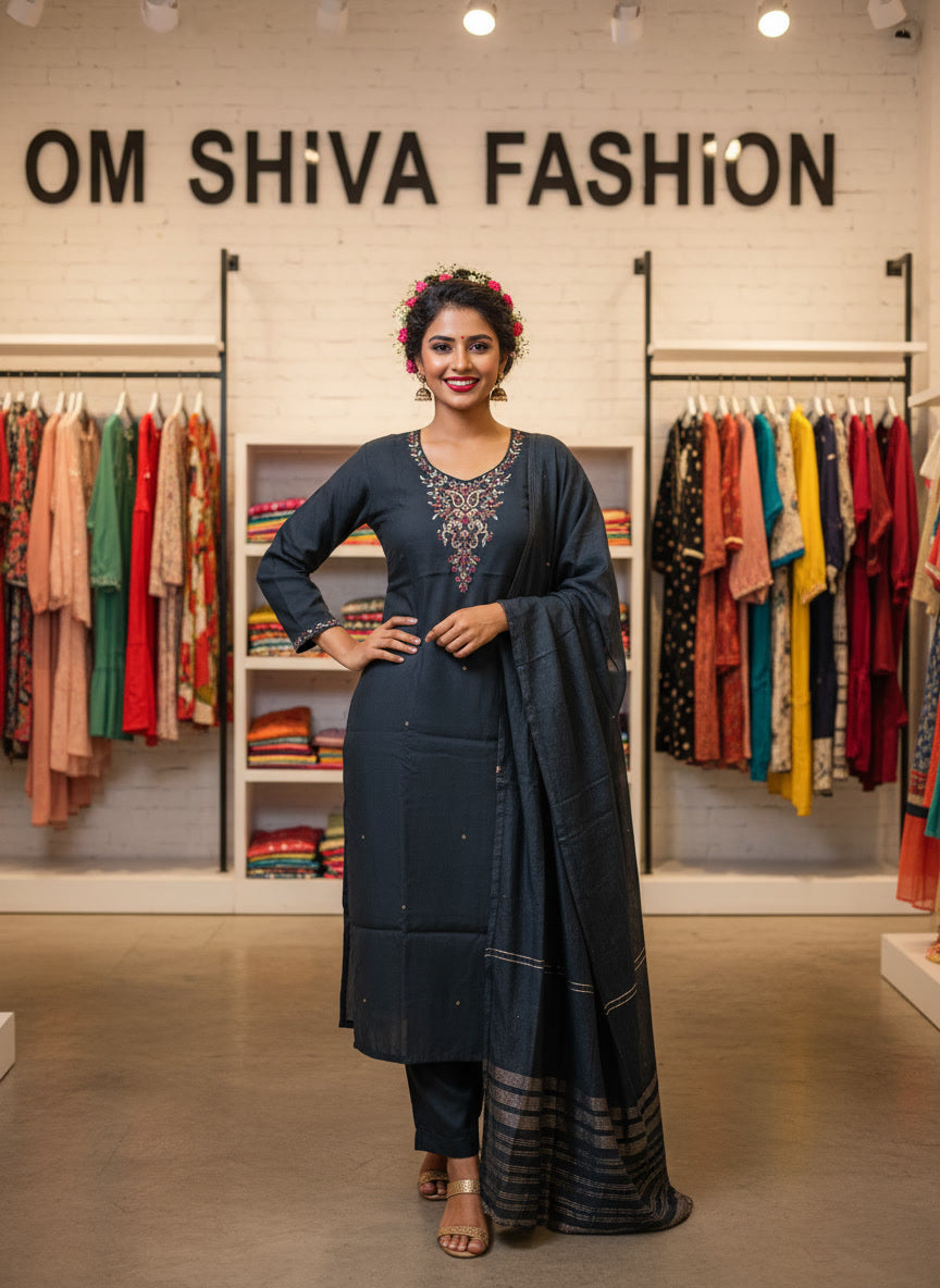 3pcs set (roman silk hand work)