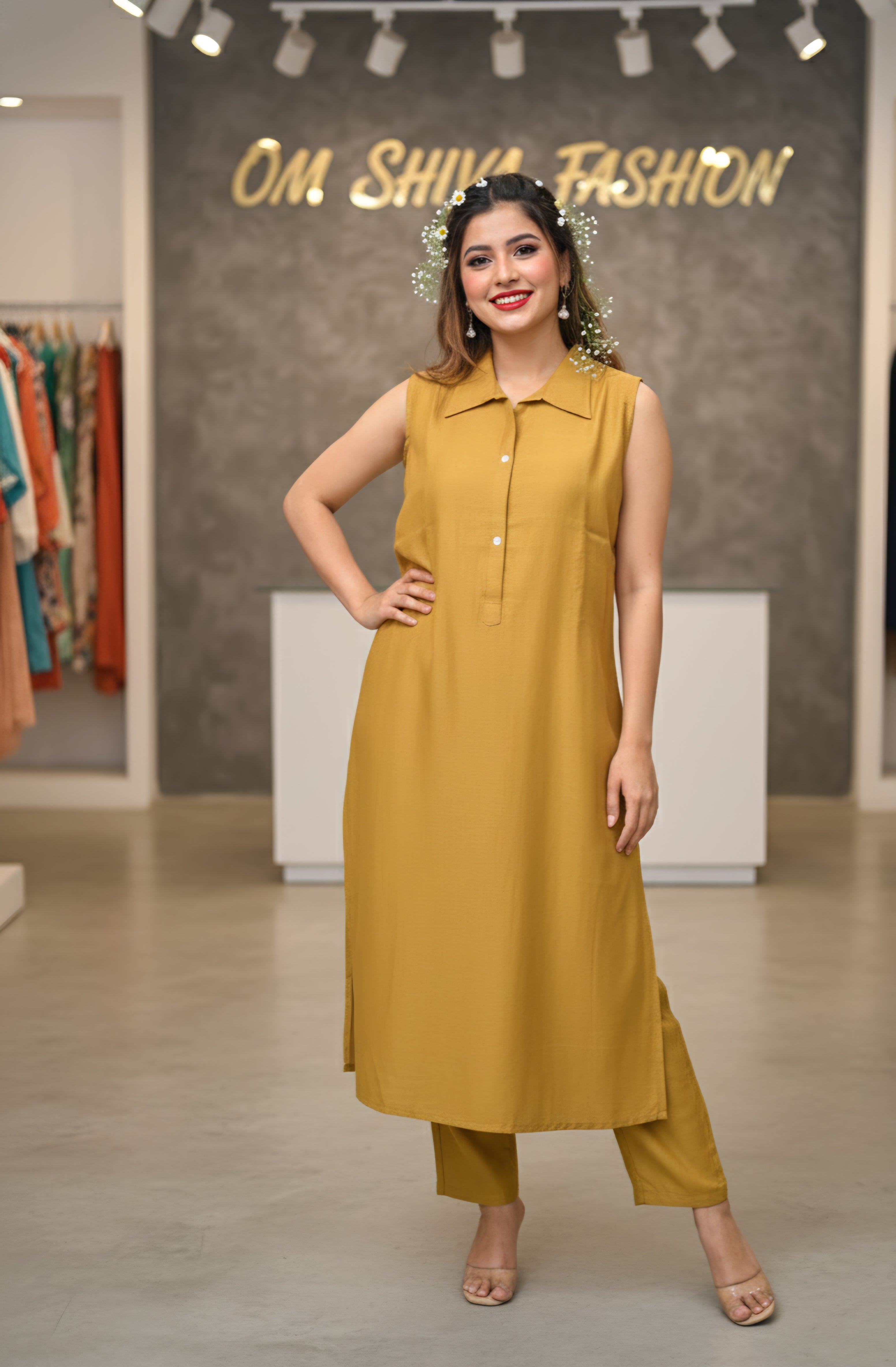 2pcs set(vertican fabric with discharge print )