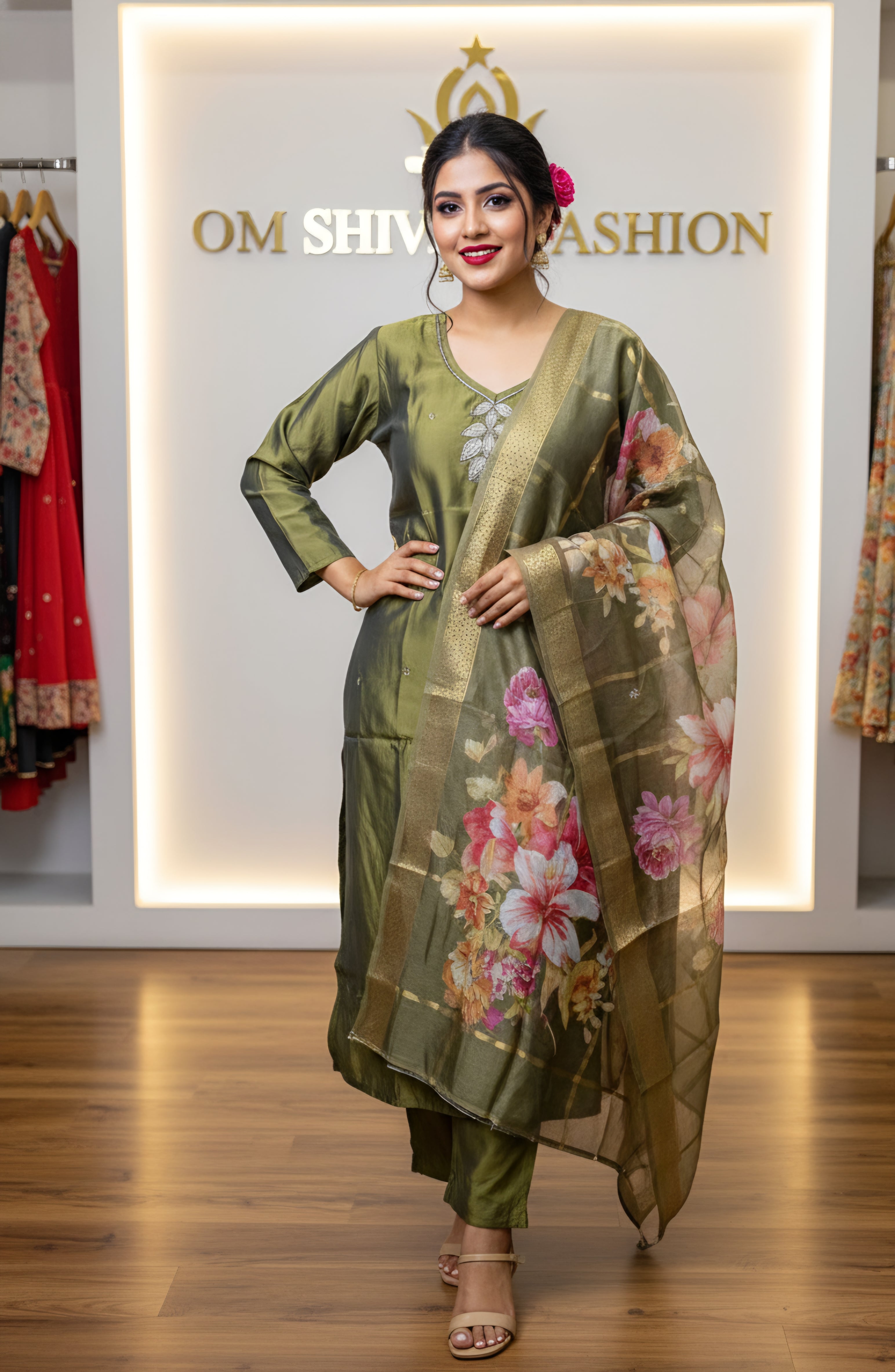 3pcs set(rangeela fabric with 3d digital duppata)