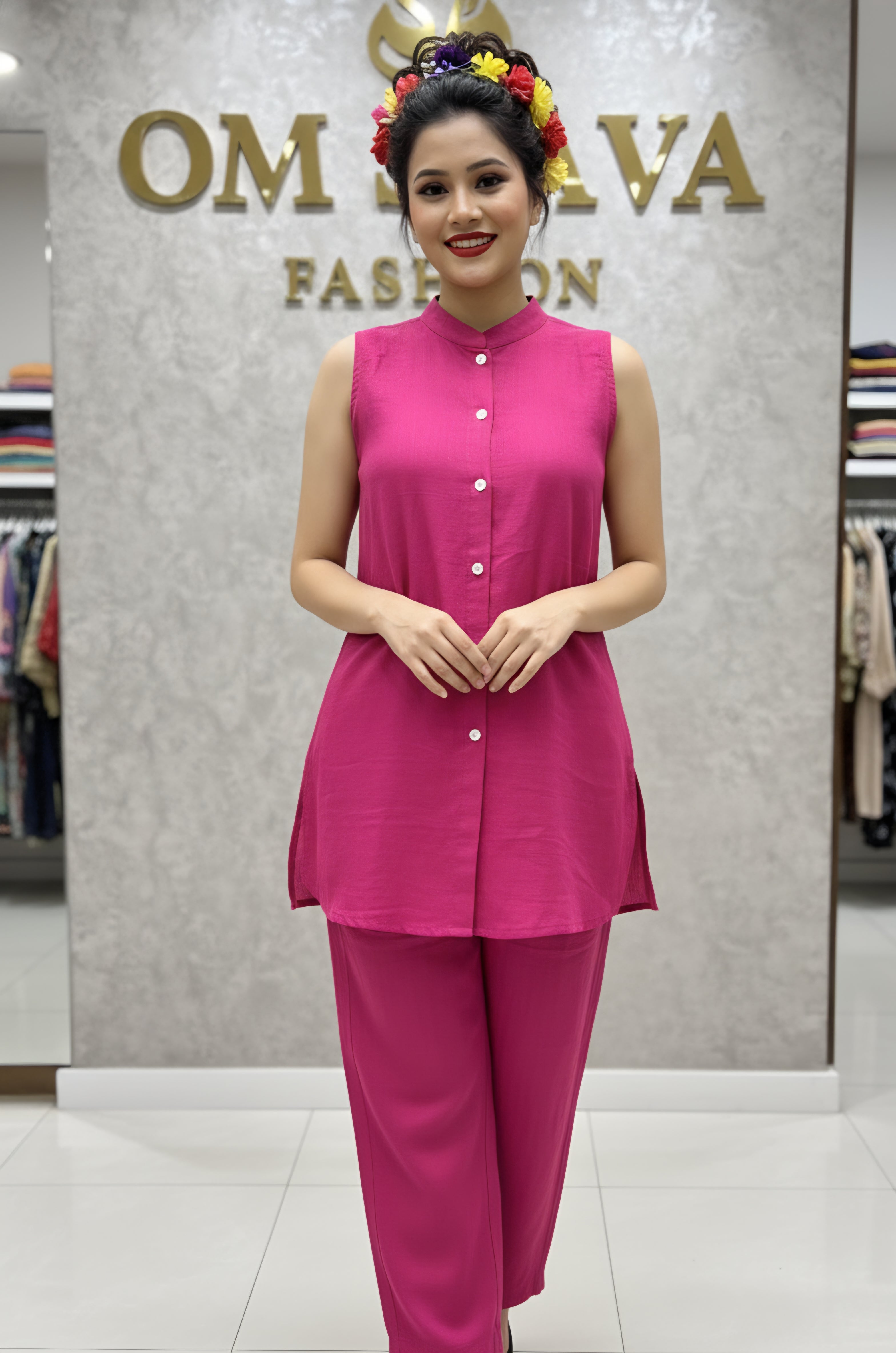 2pcs set(vertican fabric with discharge print )