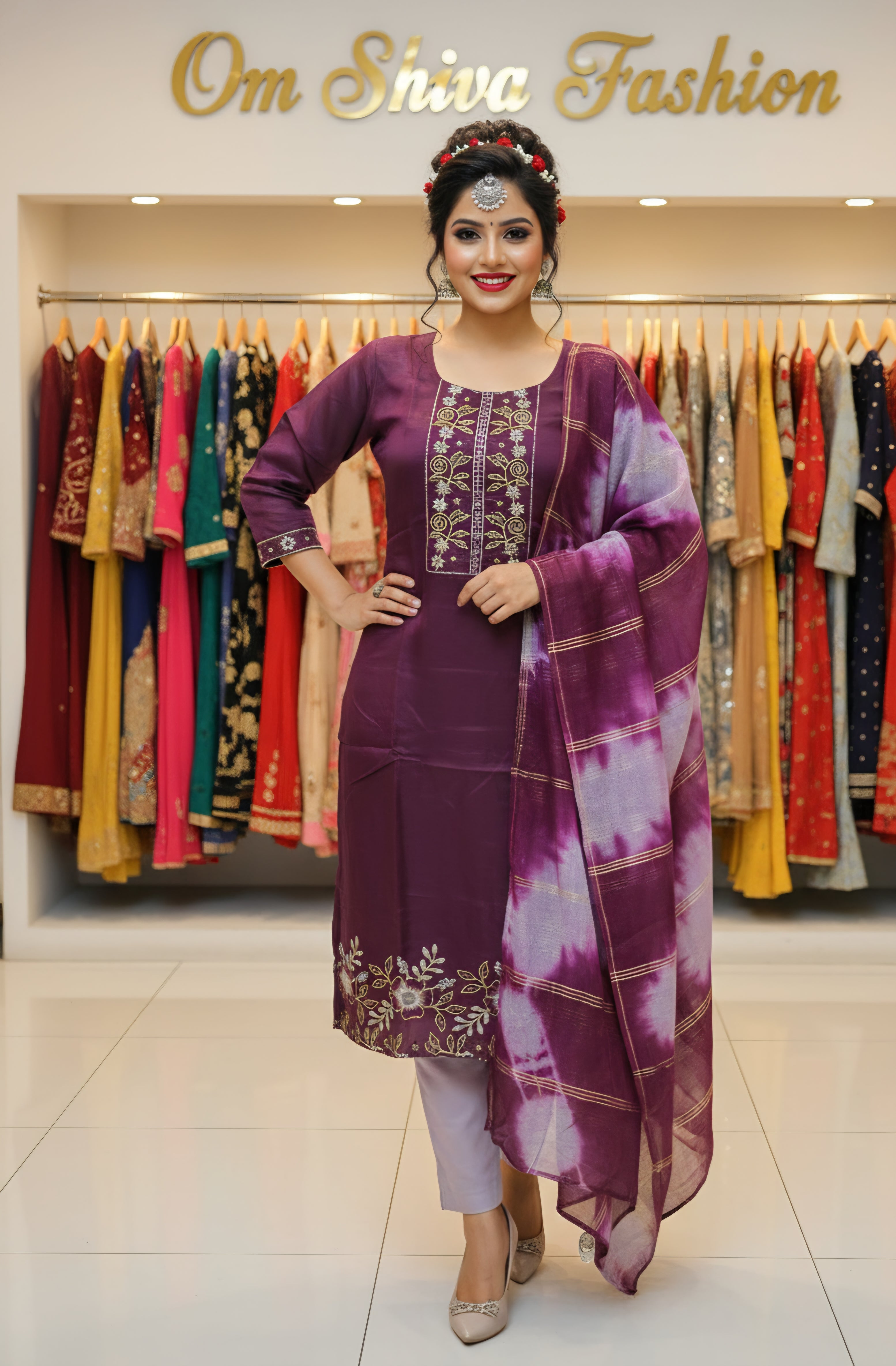 3Pcs set(glass silk, roman fabric pant)