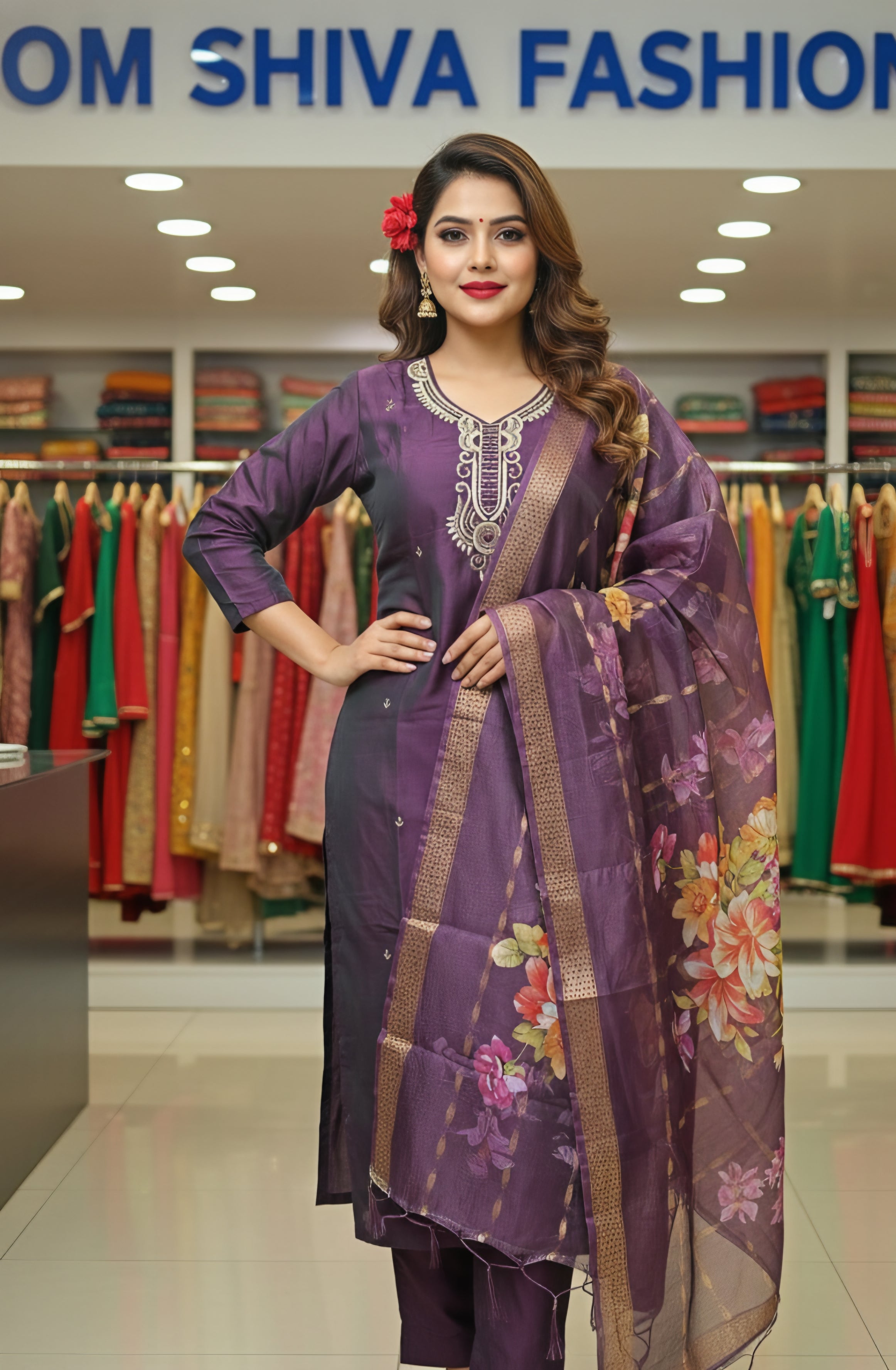 3pcs set(rangeela fabric with 3d duppata)