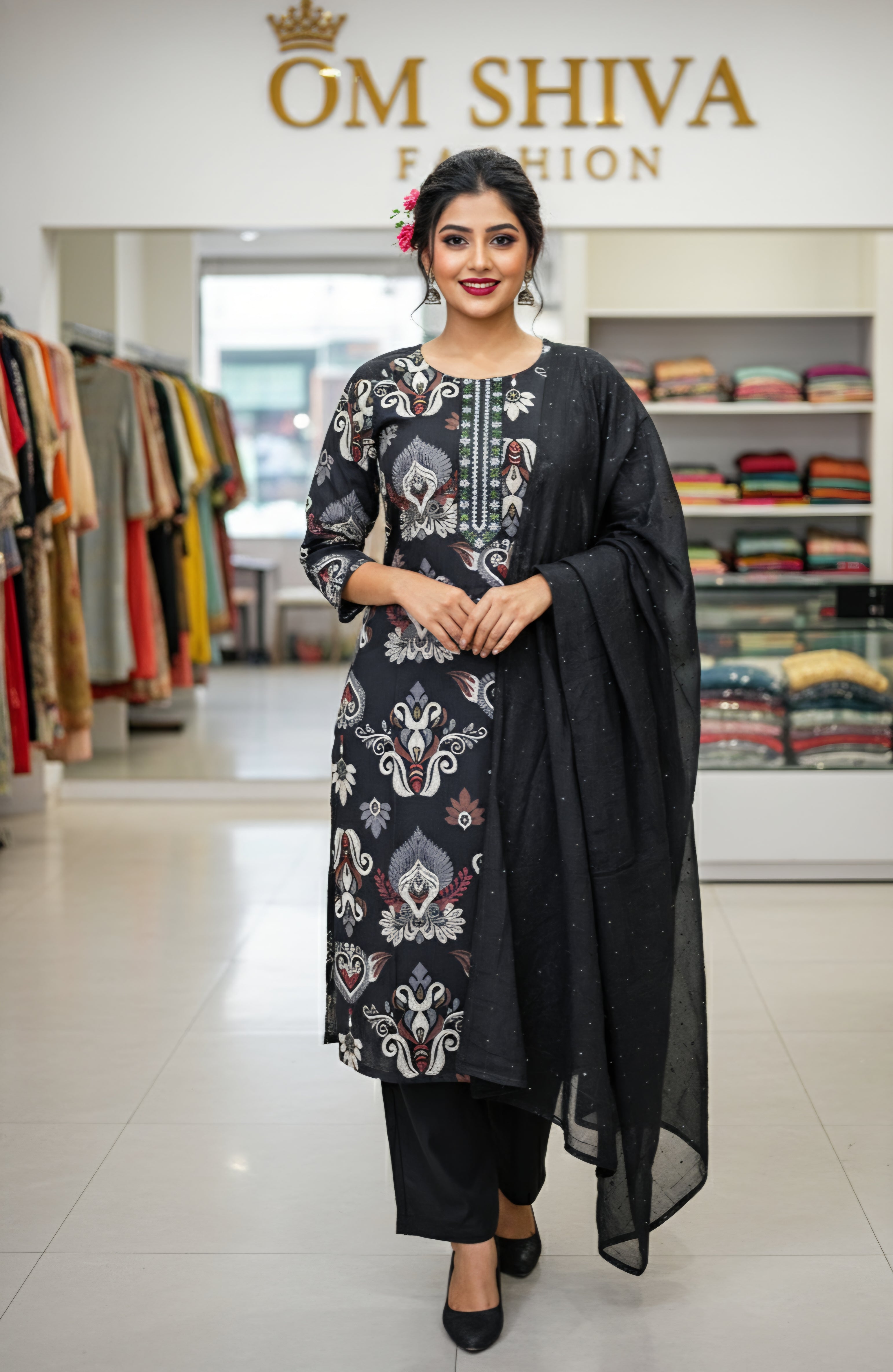 3pcs set (vartican fabric with discharge print)