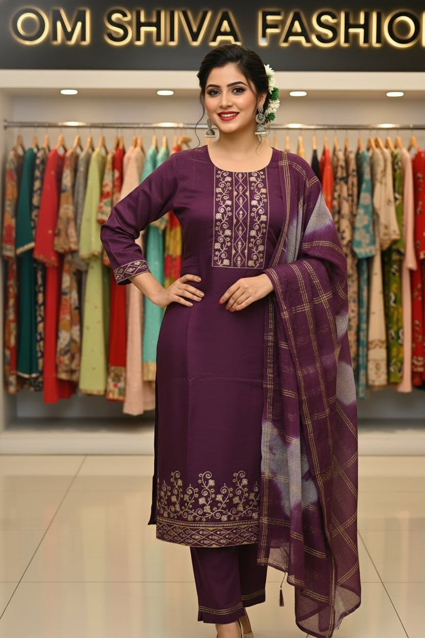 3pcs set(glass silk, Roman fabric pant)