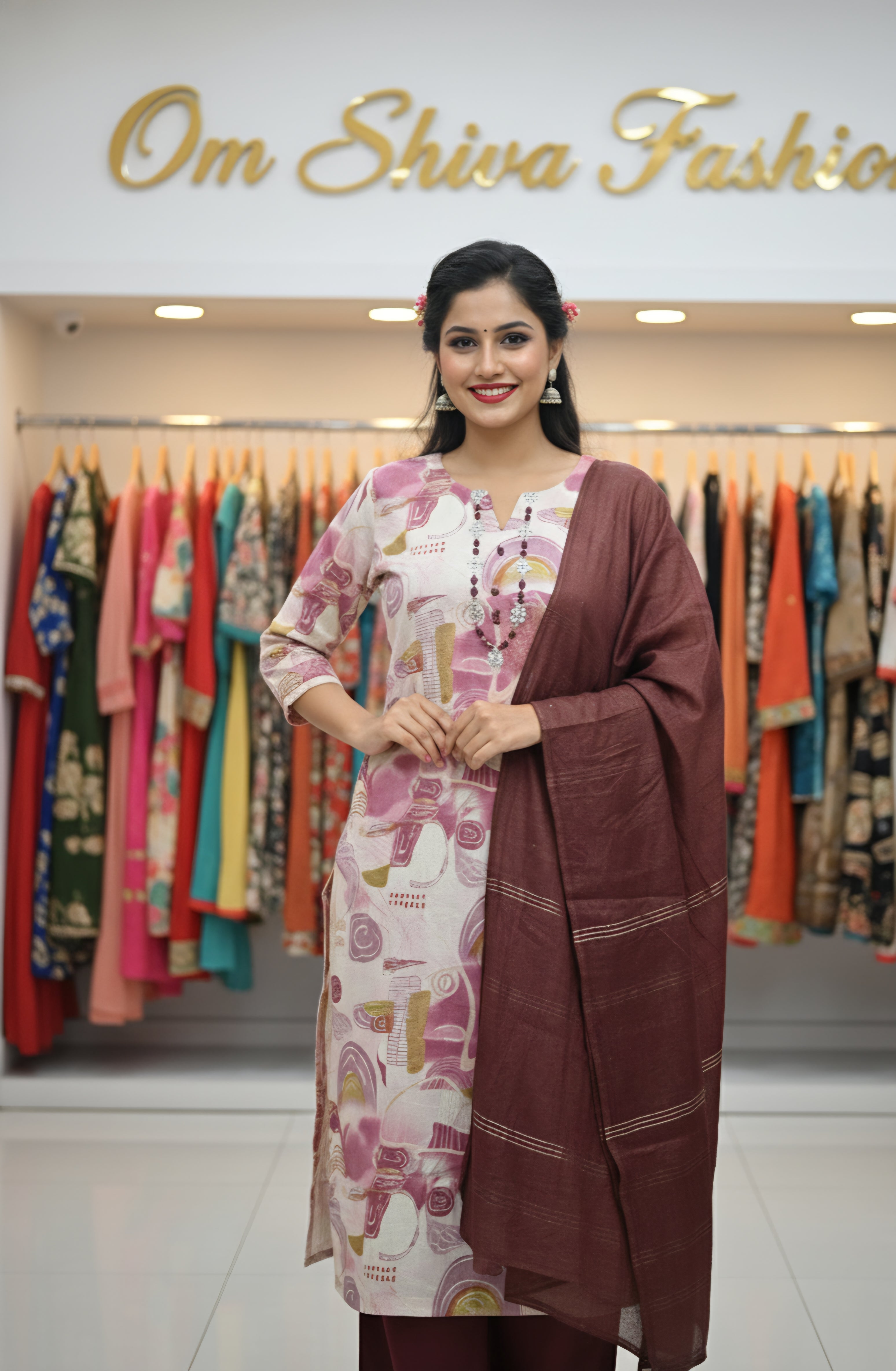 3 pcs set ( rayon fabric, foil print with manual work)