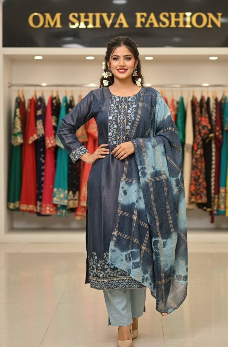 3pcs set(glass silk, Roman fabric pant)