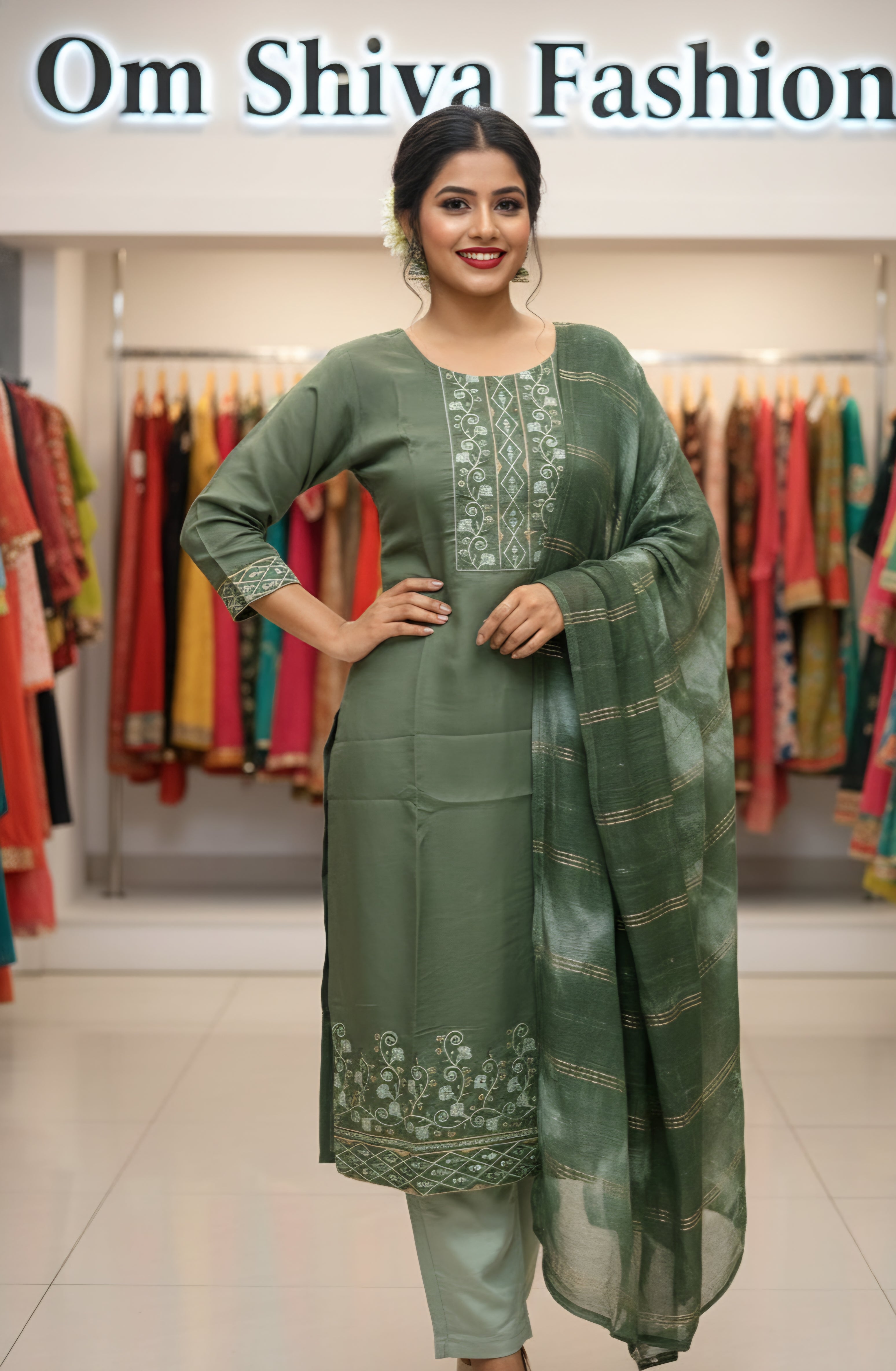 3pcs set(glass silk, Roman fabric pant)