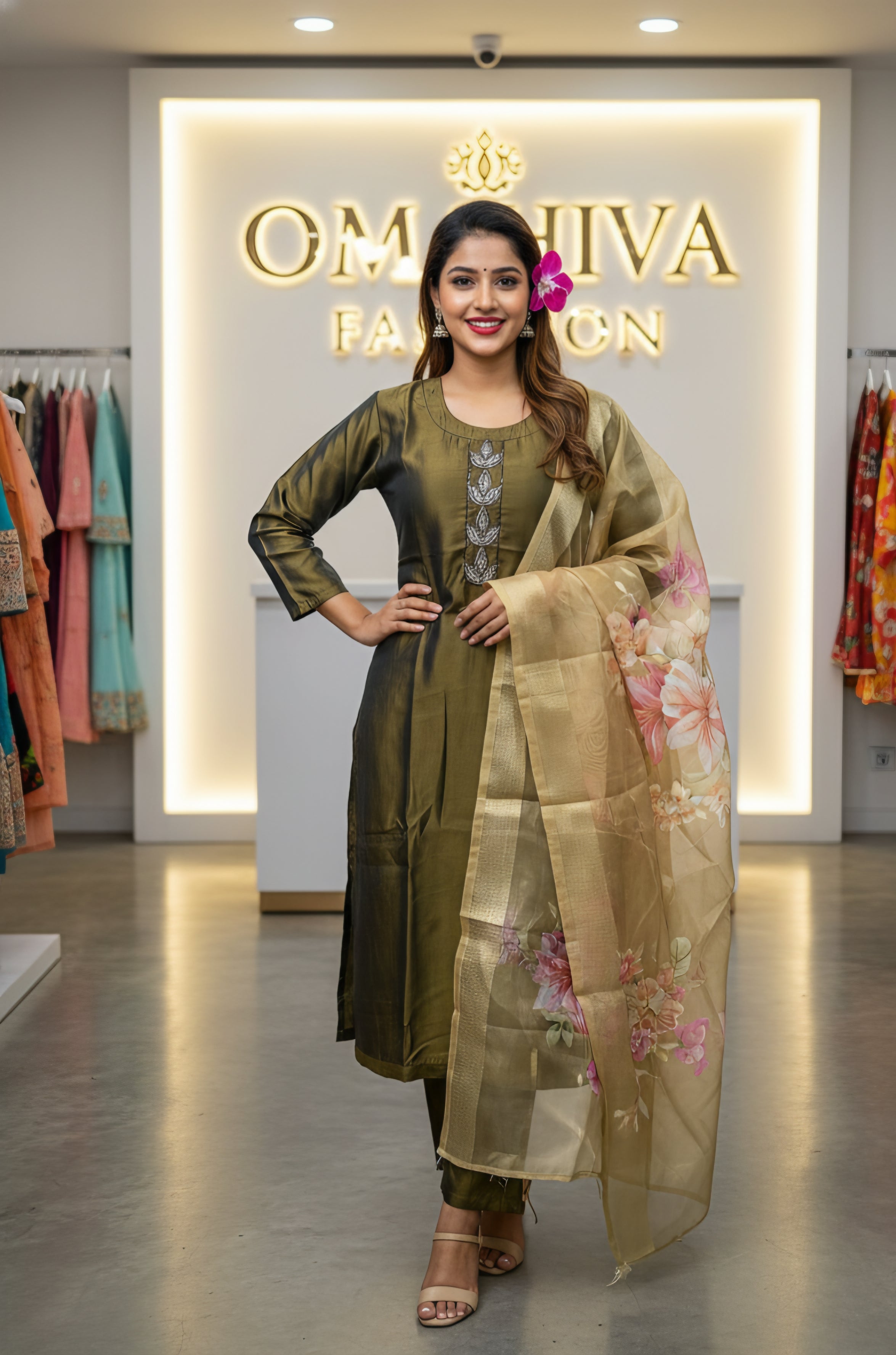 3pcs set(rangeela fabric with 3d digital duppata)