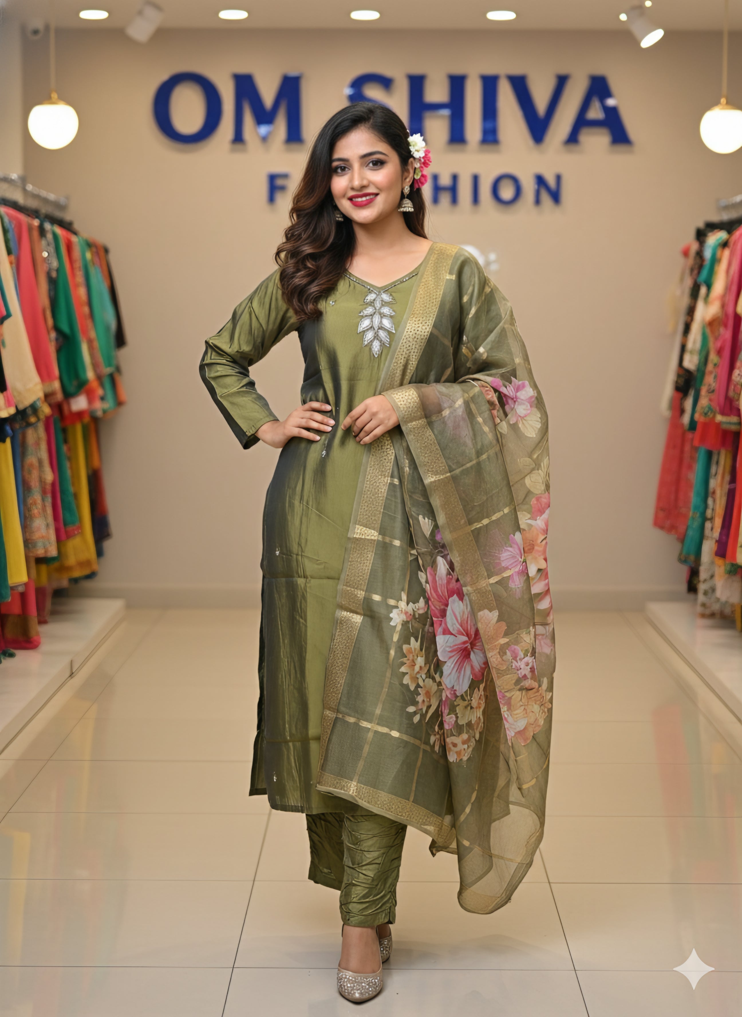 3pcs set(rangeela fabric with 3d digital duppata)