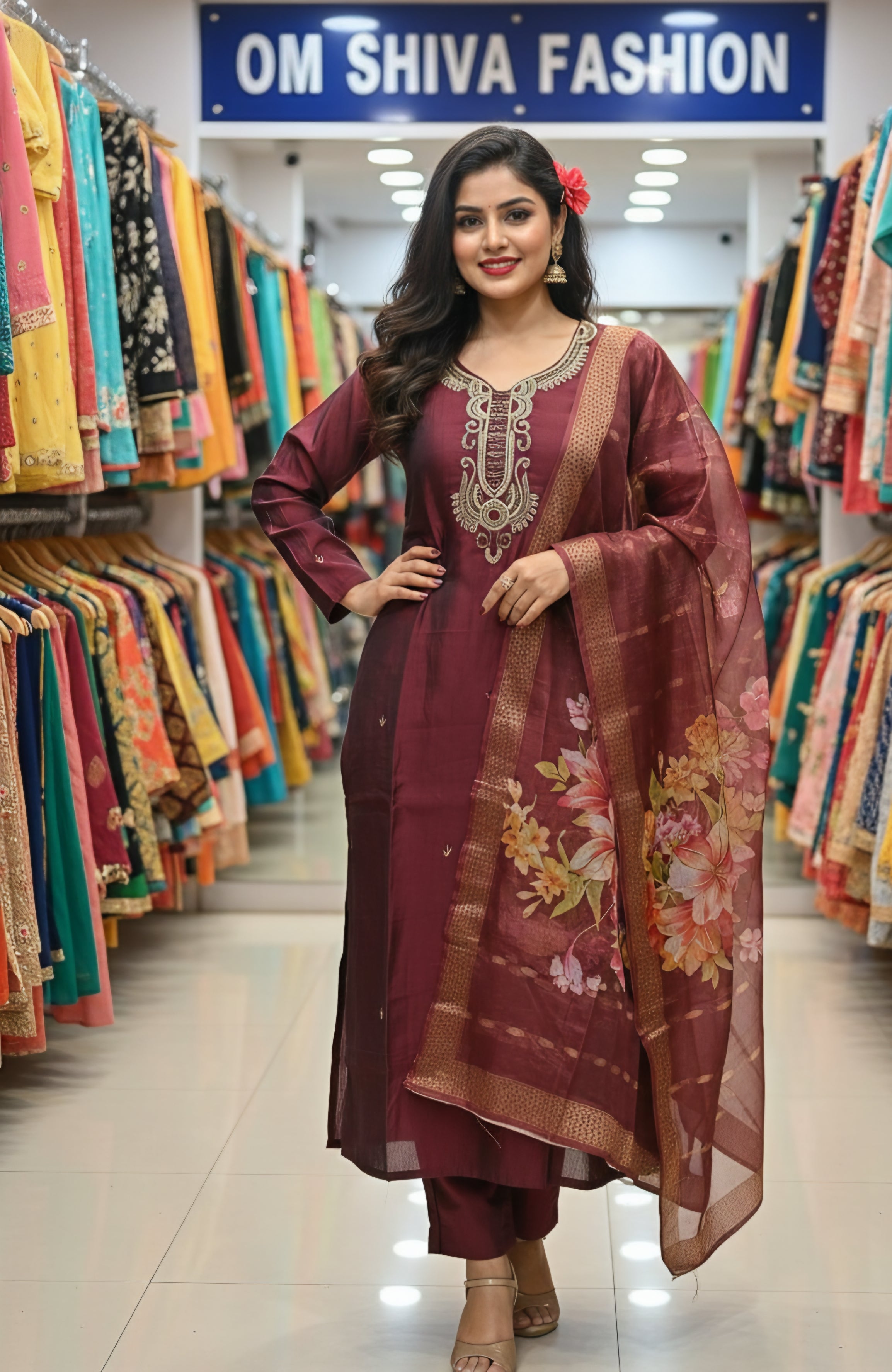 3pcs set(rangeela fabric with 3d duppata)